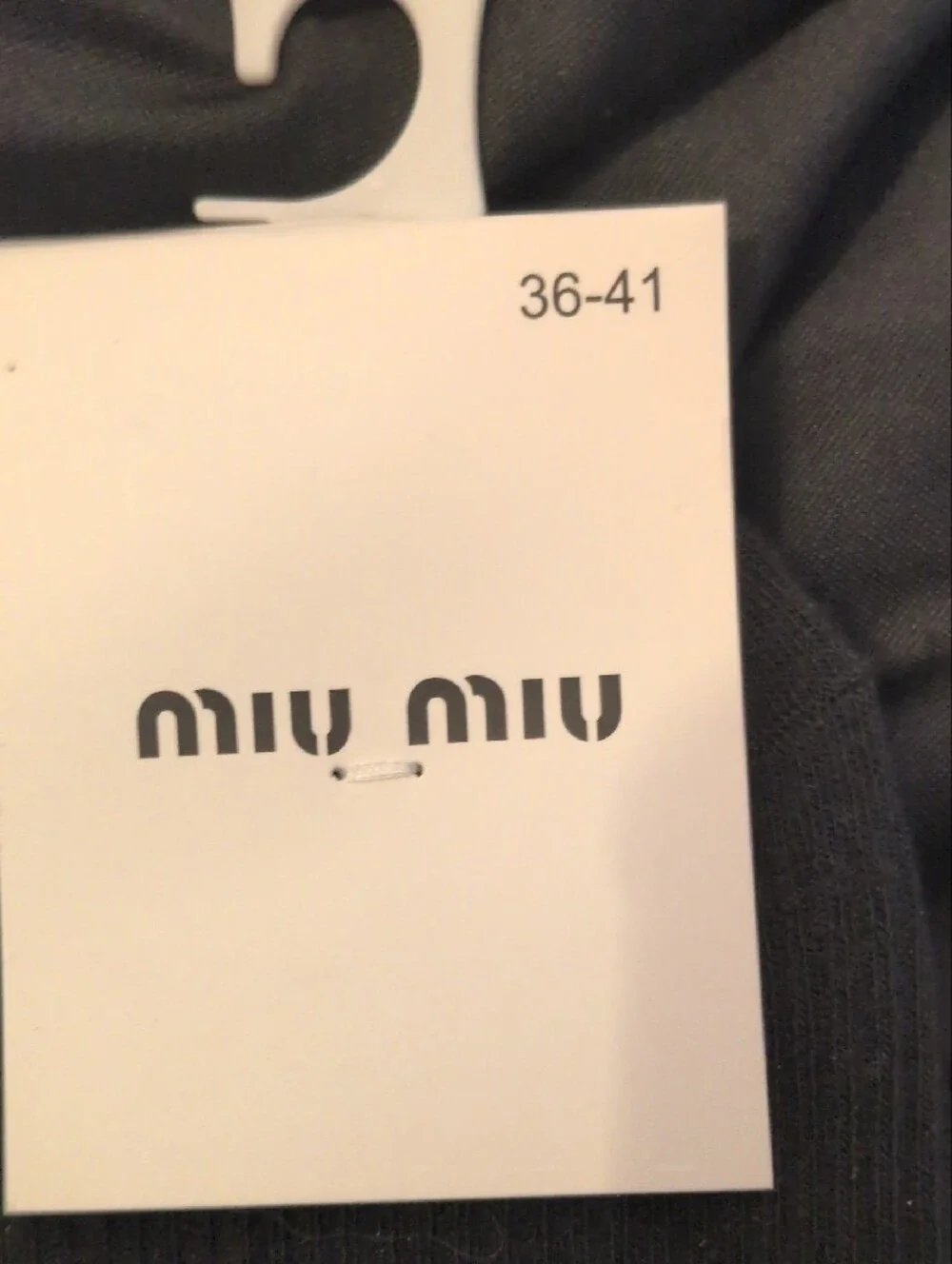 Miu Miu Black Logo Ribbed Crew Socks
